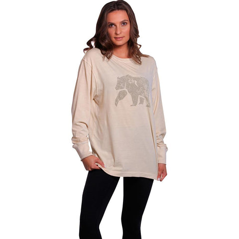 Boyfriend Long Sleeve Bear T - Stone