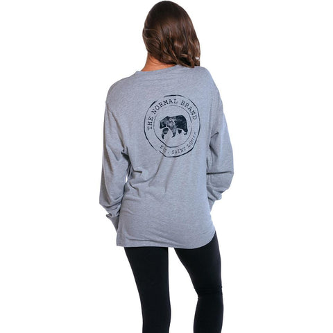 Boyfriend Long Sleeve Circle Back T - Grey
