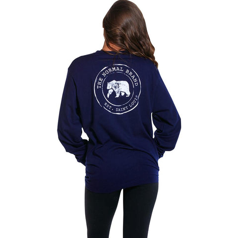 Boyfriend Long Sleeve Circle Back T - Navy