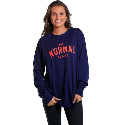 Boyfriend Long Sleeve Athletic Inspired T - Navy