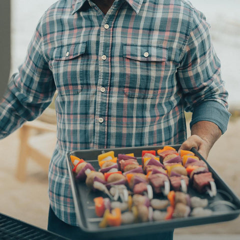 Double Cloth Indigo Check Button Up Shirt