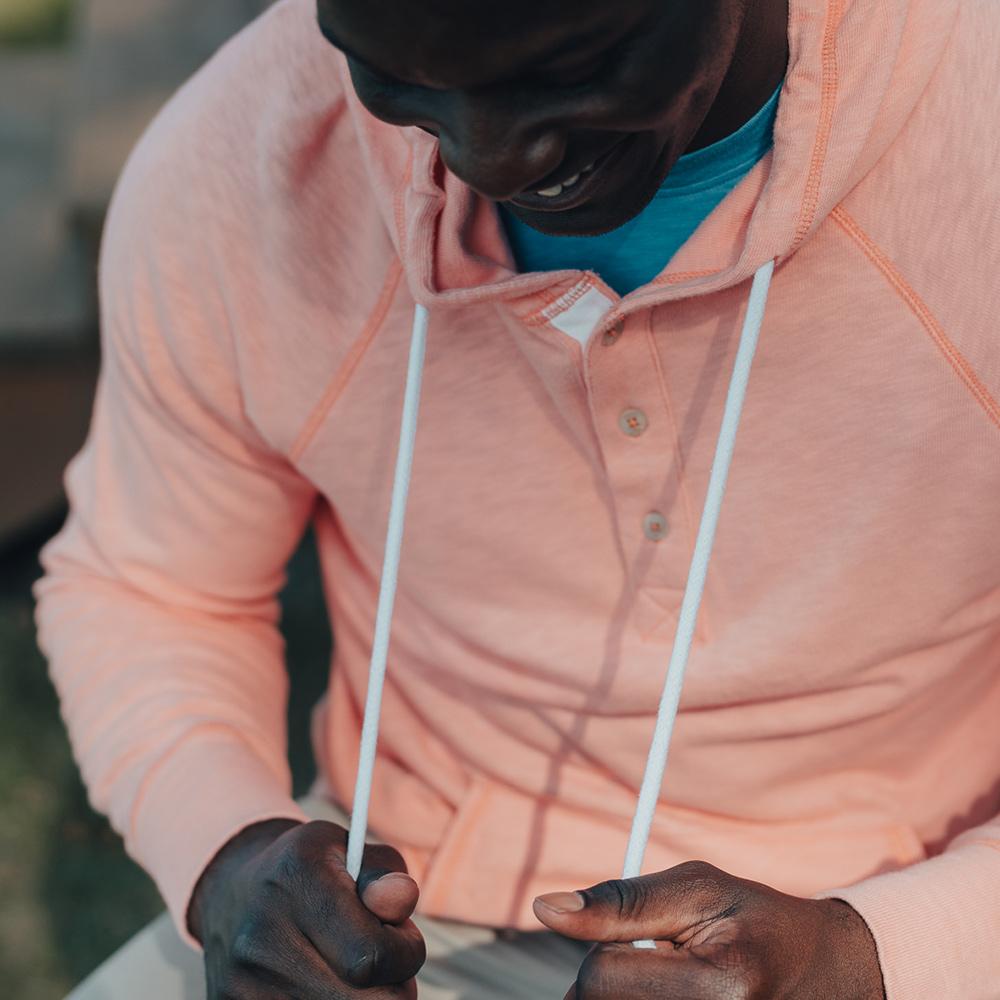 Lightweight Slub Henley Hoodie - Horizon