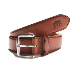 Classic Stitched Leather Belt - Brown