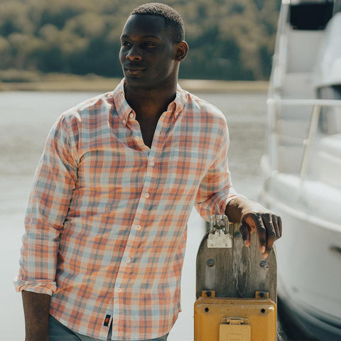 Louis Plain Weave Slub Button Down Shirt - Sunrise