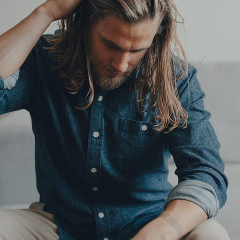 Brushed Indigo Twill Button Up Shirt