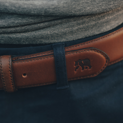 Classic Stitched Leather Belt - Brown