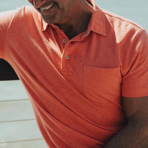 Vintage Slub Short Sleeve Pocket Polo - Sunrise