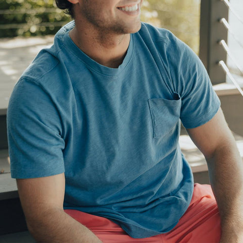Vintage Slub Short Sleeve Pocket T - Blue