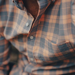 Two-Toned Check Button Down Shirt - Coral