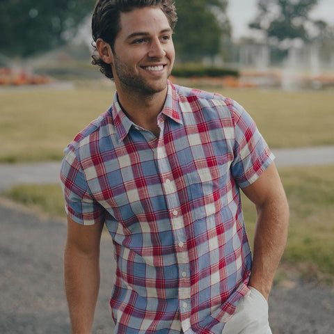 Skipper Short Sleeve Button Up Shirt - Red
