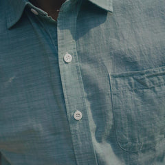 Slub Cotton Short Sleeve Button Up Shirt - Mint