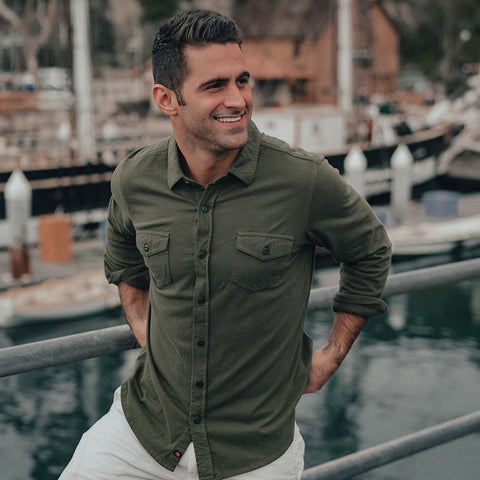 Loose Knit Button Up Shirt - Sea Grass