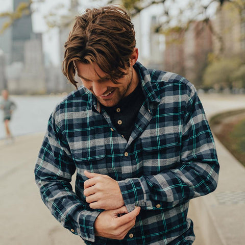 Conrad Plaid Button Up Shirt - Navy/Teal