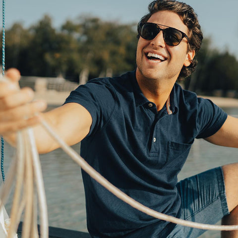 Vintage Slub Short Sleeve Pocket Polo - Navy