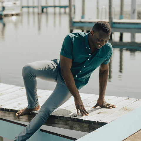 Yarn Dye Short Sleeve Woven - Atlantic