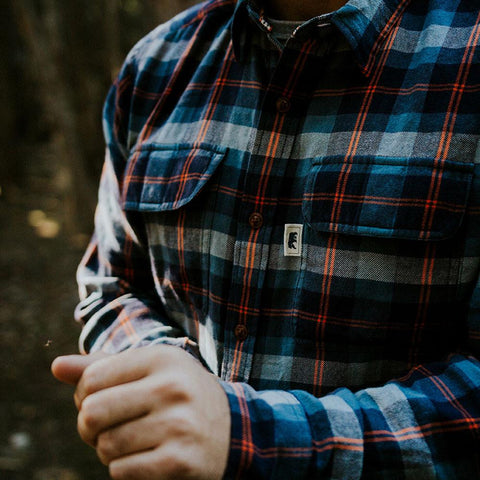 conrad flannel shirt navy/orange