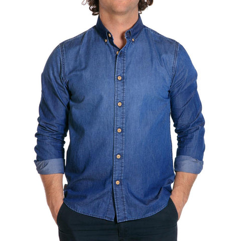 soft hand denim mens blue jean shirts