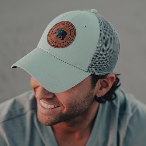 Leather Patch Trucker Cap - Green