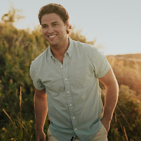 Slub Cotton Short Sleeve Button Up Shirt - Mint
