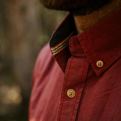 washed houndstooth shirt red