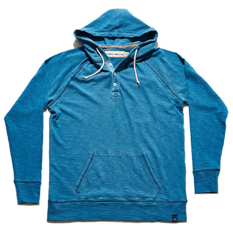 Lightweight Slub Henley Hoodie - Lake