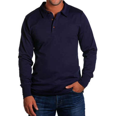 Men's Long Sleeve Polo - Navy