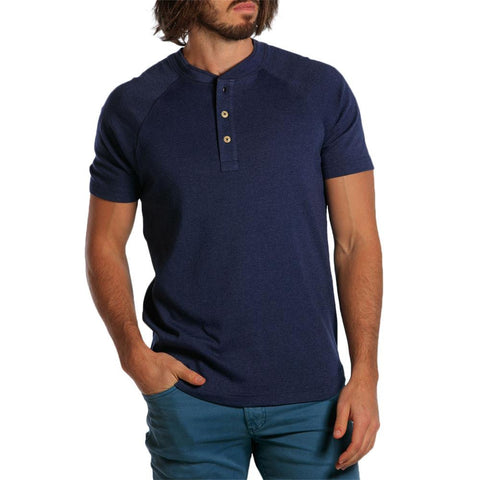 Puremeso Heathered Henley - Navy