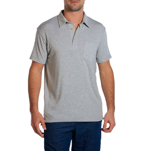 Puremeso Heathered Pocket Polo - Light Grey