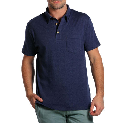 Puremeso Heathered Pocket Polo - Navy